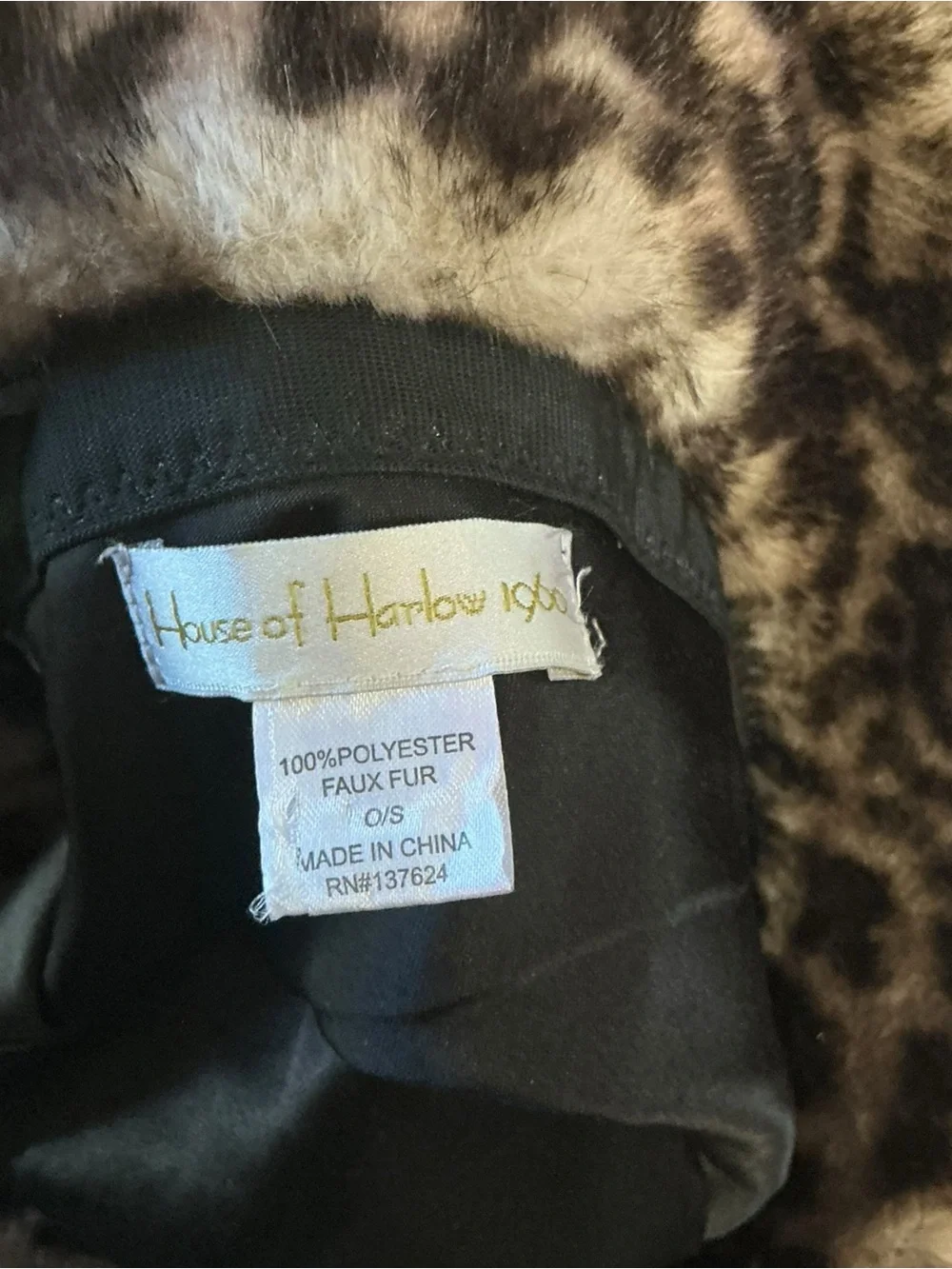 House of Harlow Faux Fur Leopard Print Bucket Hat One Size
